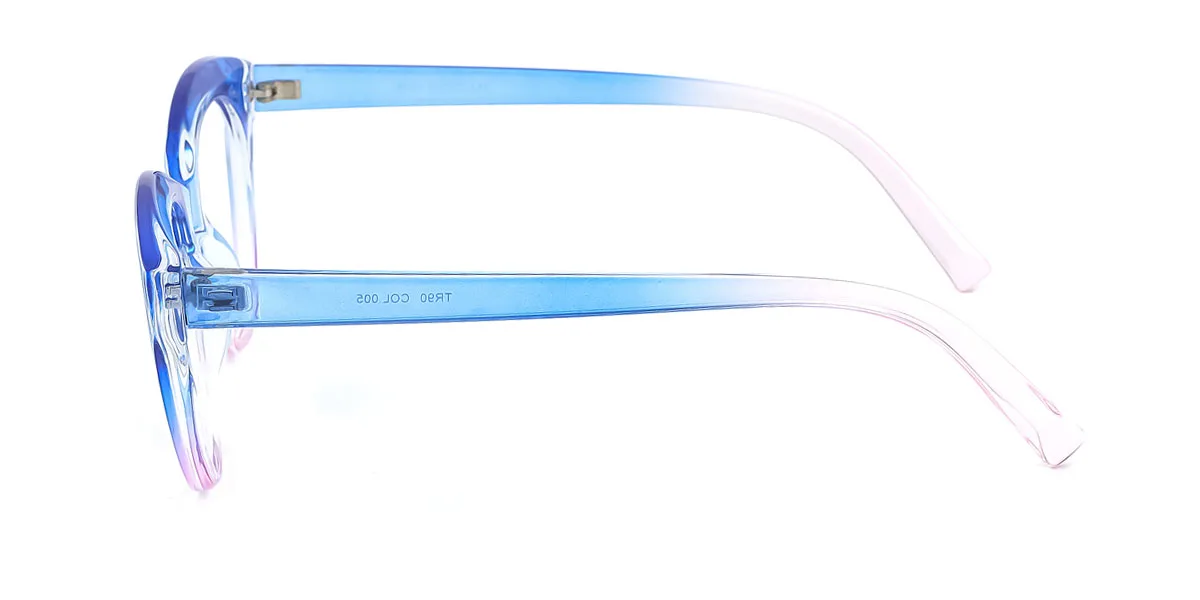Blue Cateye Oval Simple Unique Gorgeous Custom Engraving Eyeglasses | WhereLight
