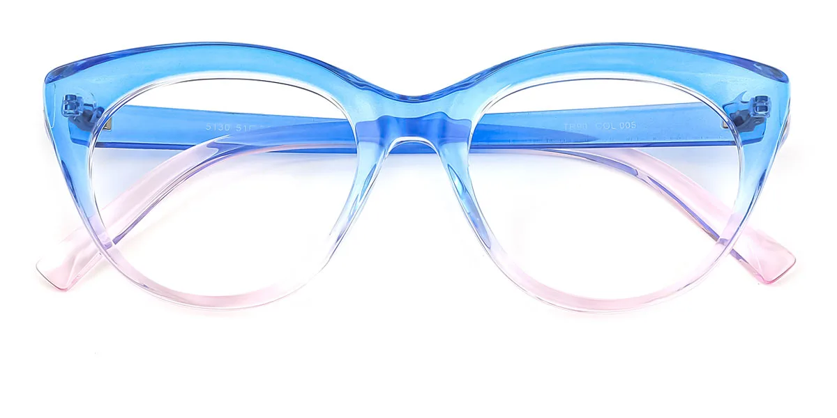 Blue Cateye Oval Simple Unique Gorgeous Custom Engraving Eyeglasses | WhereLight