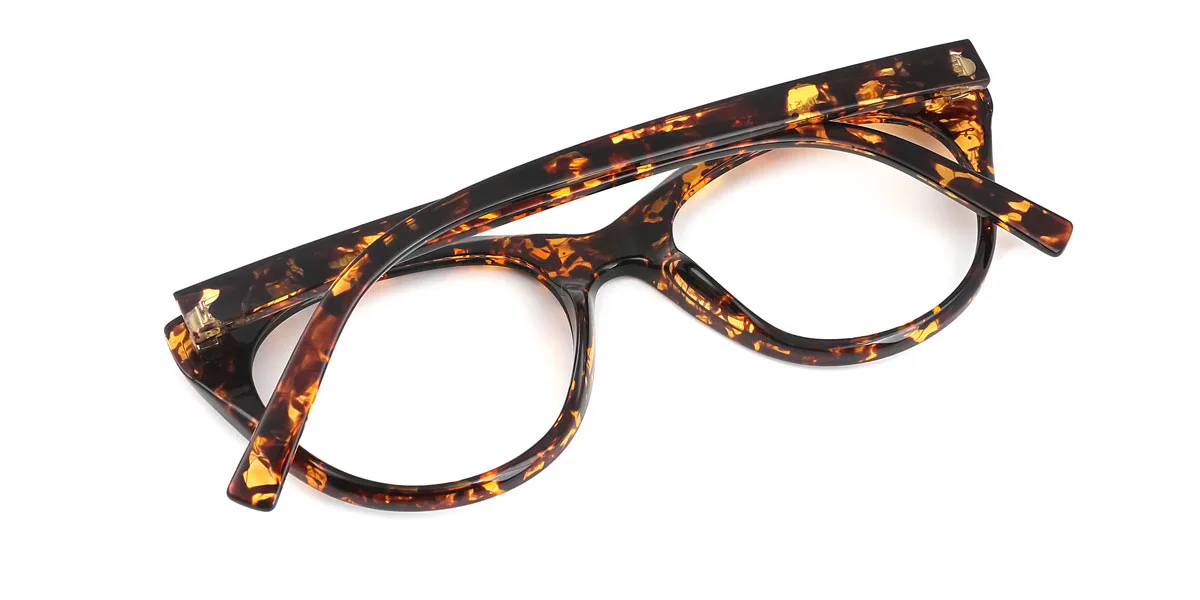 Tortoiseshell Cateye Oval Simple Unique Gorgeous Custom Engraving Eyeglasses | WhereLight