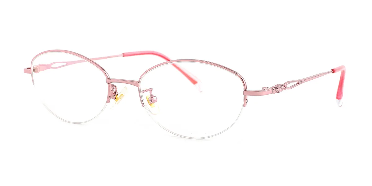 Pink Oval Simple Classic  Eyeglasses | WhereLight