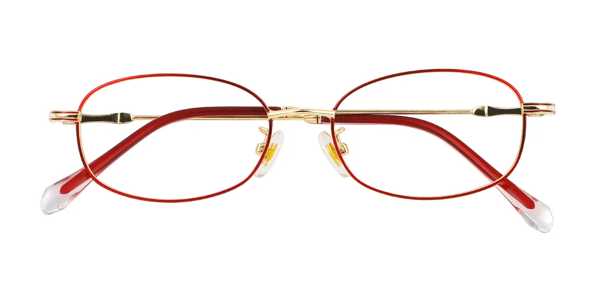 Red Oval Simple Classic Super Light Custom Engraving Eyeglasses | WhereLight