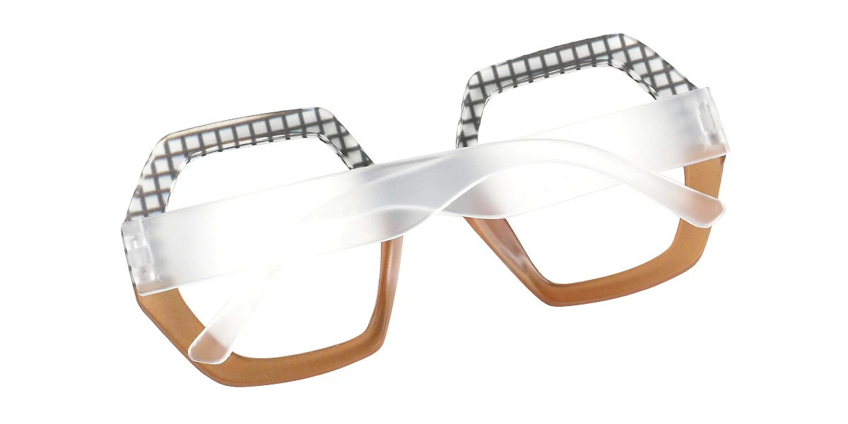 Brown Rectangle Simple Custom Engraving Eyeglasses | WhereLight