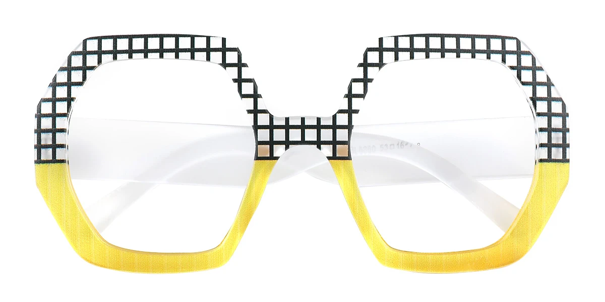 Yellow Rectangle Simple Custom Engraving Eyeglasses | WhereLight
