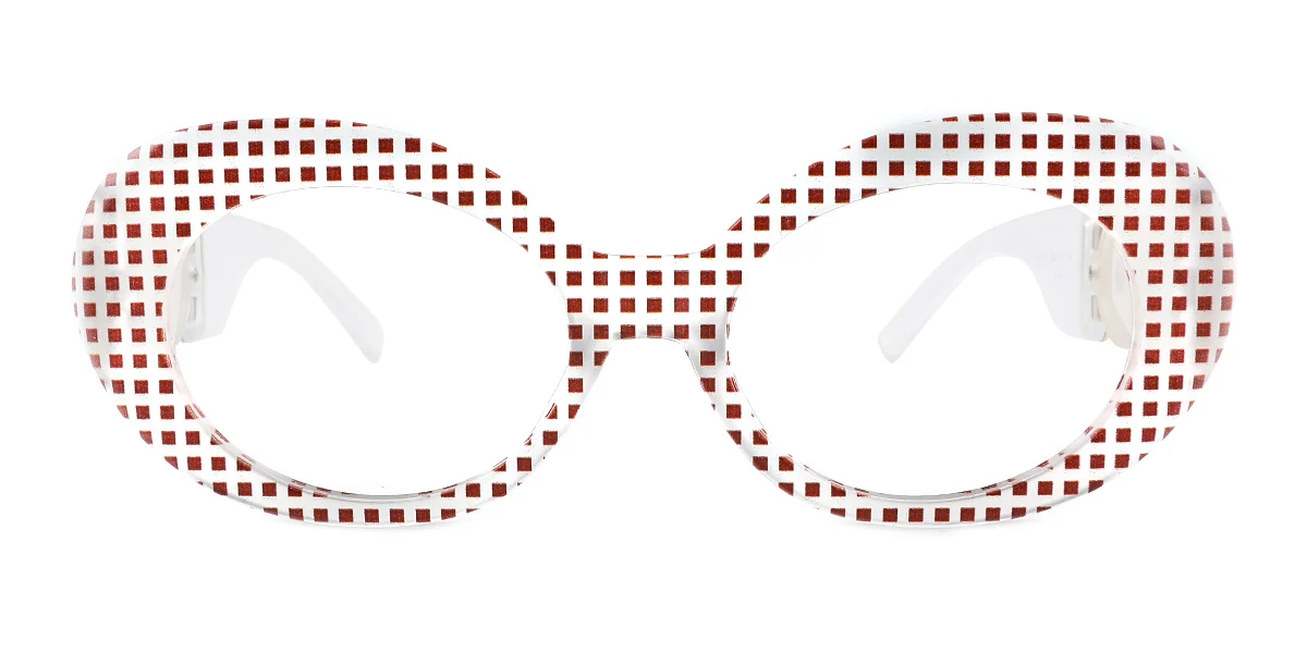 Red Oval Simple Classic Custom Engraving Eyeglasses | WhereLight