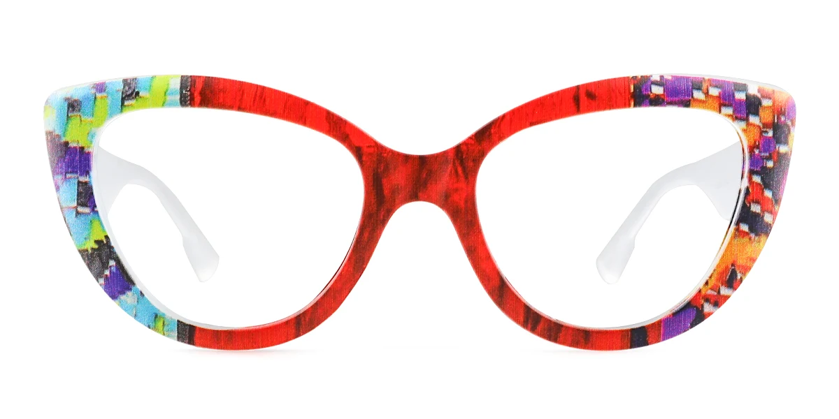 Red Cateye Unique Gorgeous Custom Engraving Eyeglasses | WhereLight