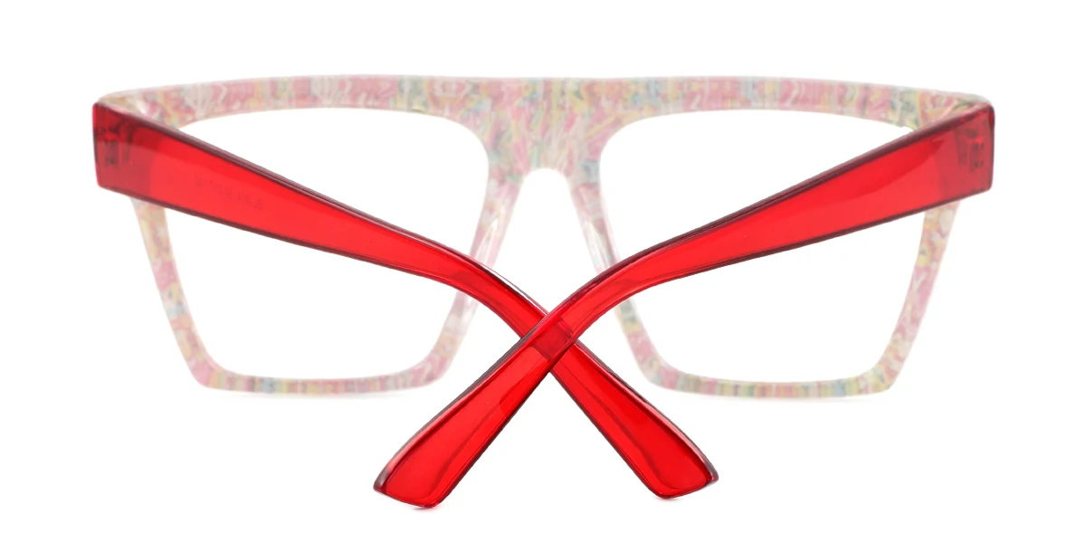 Red Rectangle Aviator Classic Custom Engraving Eyeglasses | WhereLight