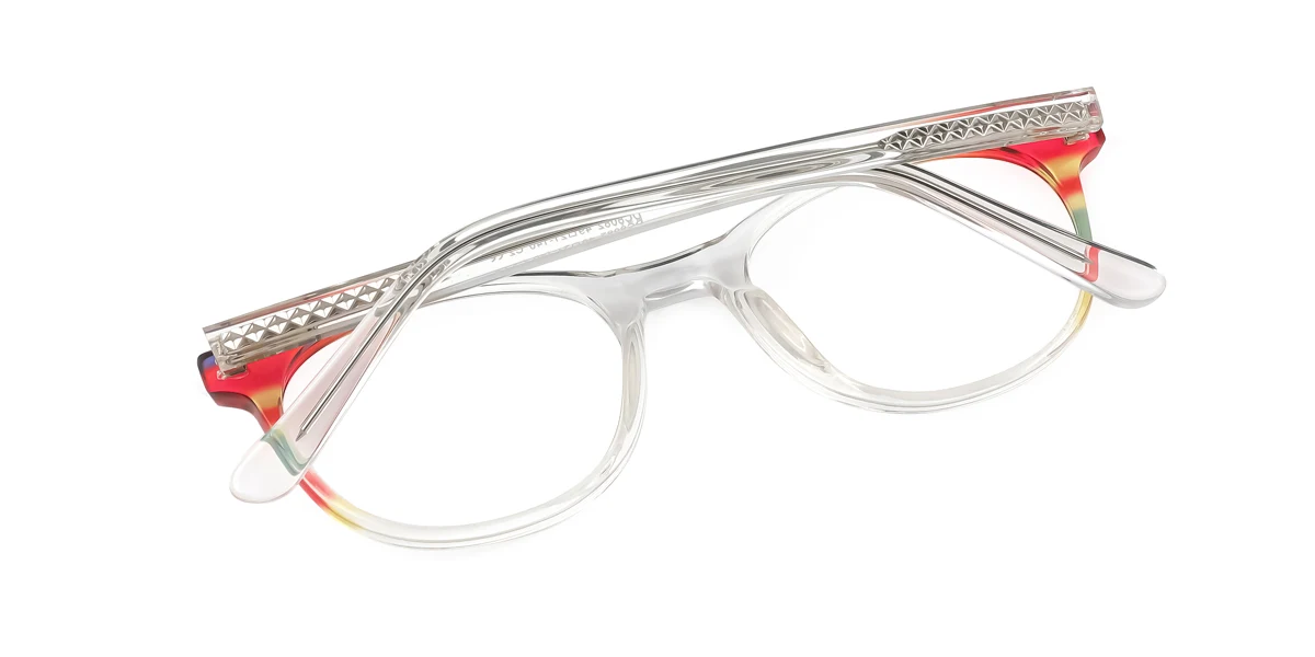 Clear Oval Unique Floral Acetate Spring Hinges Custom Engraving Eyeglasses | WhereLight