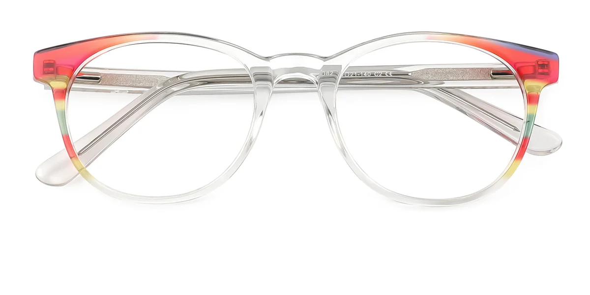 Clear Oval Unique Floral Acetate Spring Hinges Custom Engraving Eyeglasses | WhereLight