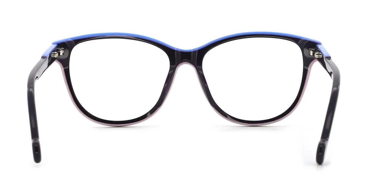 Black Oval Classic Floral Acetate Spring Hinges Eyeglasses | WhereLight