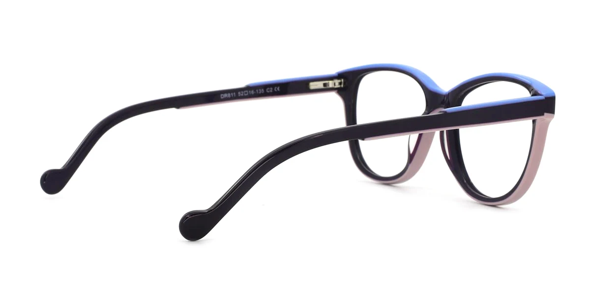 Black Oval Classic Floral Acetate Spring Hinges Eyeglasses | WhereLight