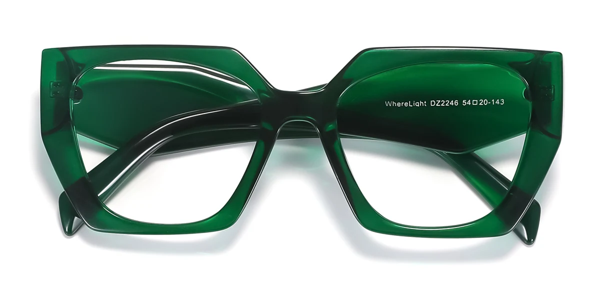 Green Irregular Retro Custom Engraving Eyeglasses | WhereLight