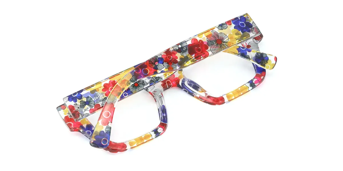 Floral Rectangle Unique Custom Engraving Eyeglasses | WhereLight