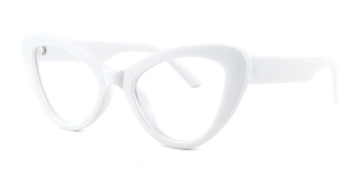 White Cateye Simple Classic  Eyeglasses | WhereLight