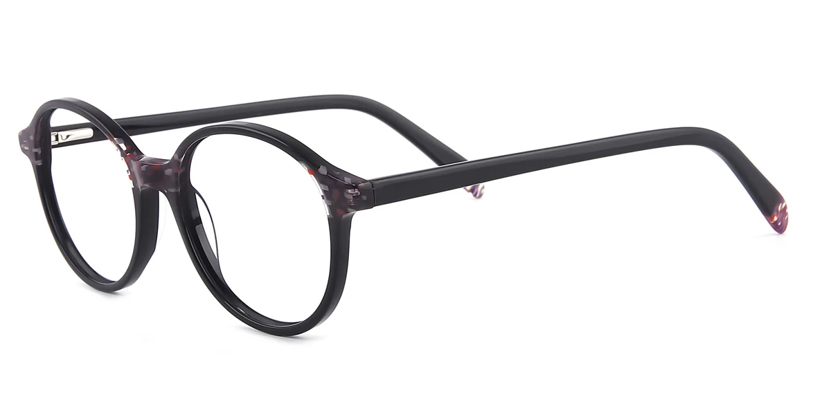 Black Round Retro Spring Hinges Super Light Eyeglasses | WhereLight