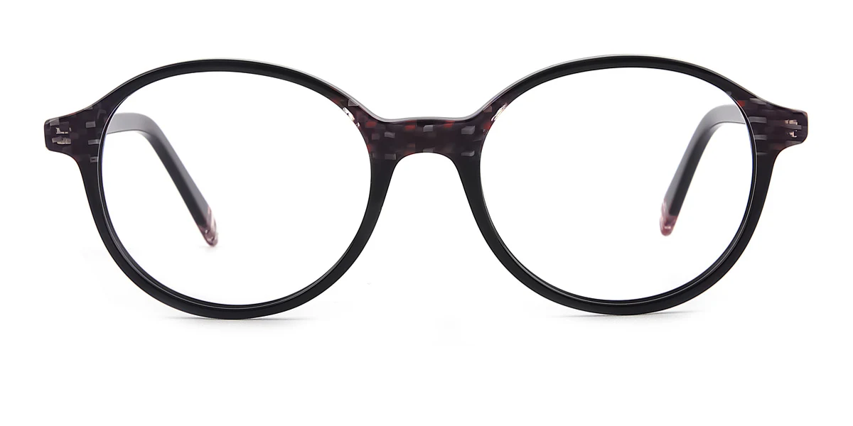 Black Round Retro Spring Hinges Super Light Eyeglasses | WhereLight
