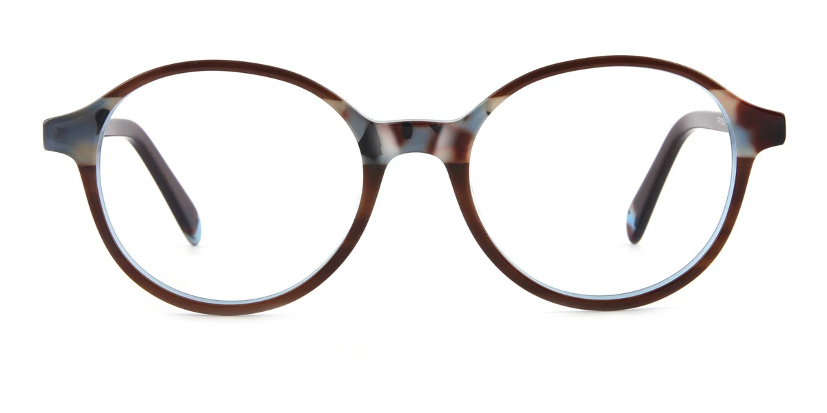 Brown Round Retro Spring Hinges Super Light Eyeglasses | WhereLight