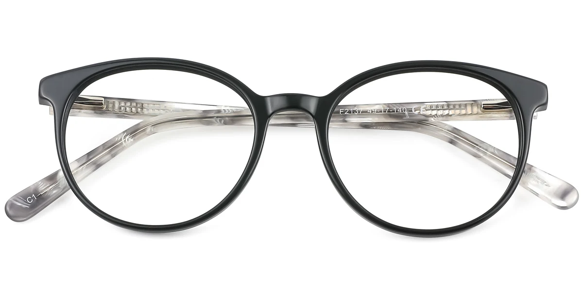 Black Oval Classic Spring Hinges Custom Engraving Eyeglasses | WhereLight