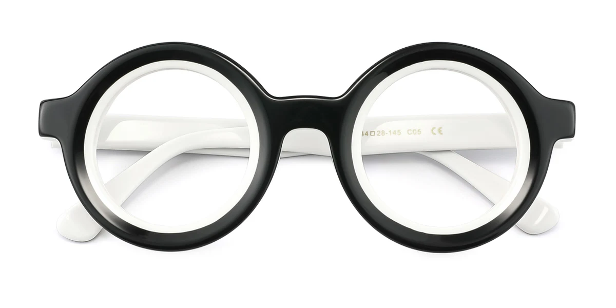 Black Round Simple Classic  Eyeglasses | WhereLight