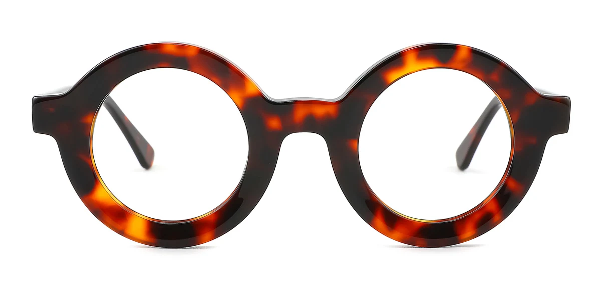 Tortoiseshell Round Simple Classic  Eyeglasses | WhereLight