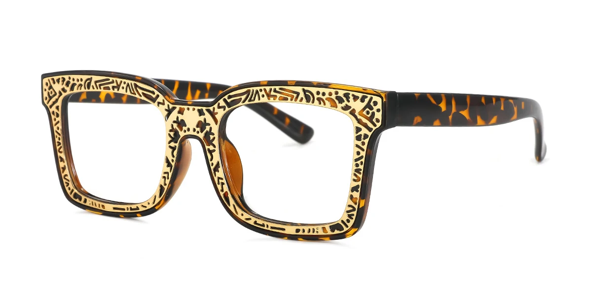 Tortoiseshell Rectangle Unique  Eyeglasses | WhereLight