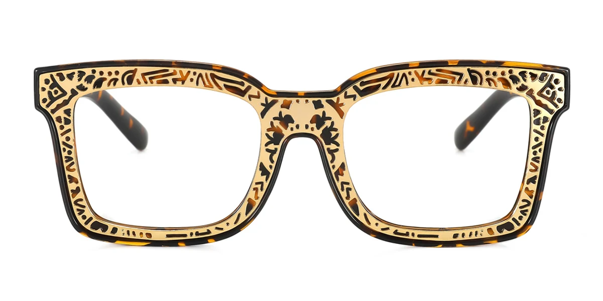 Tortoiseshell Rectangle Unique  Eyeglasses | WhereLight