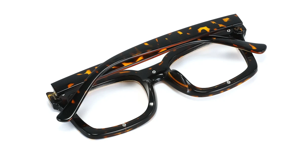 Tortoiseshell Rectangle Unique  Eyeglasses | WhereLight