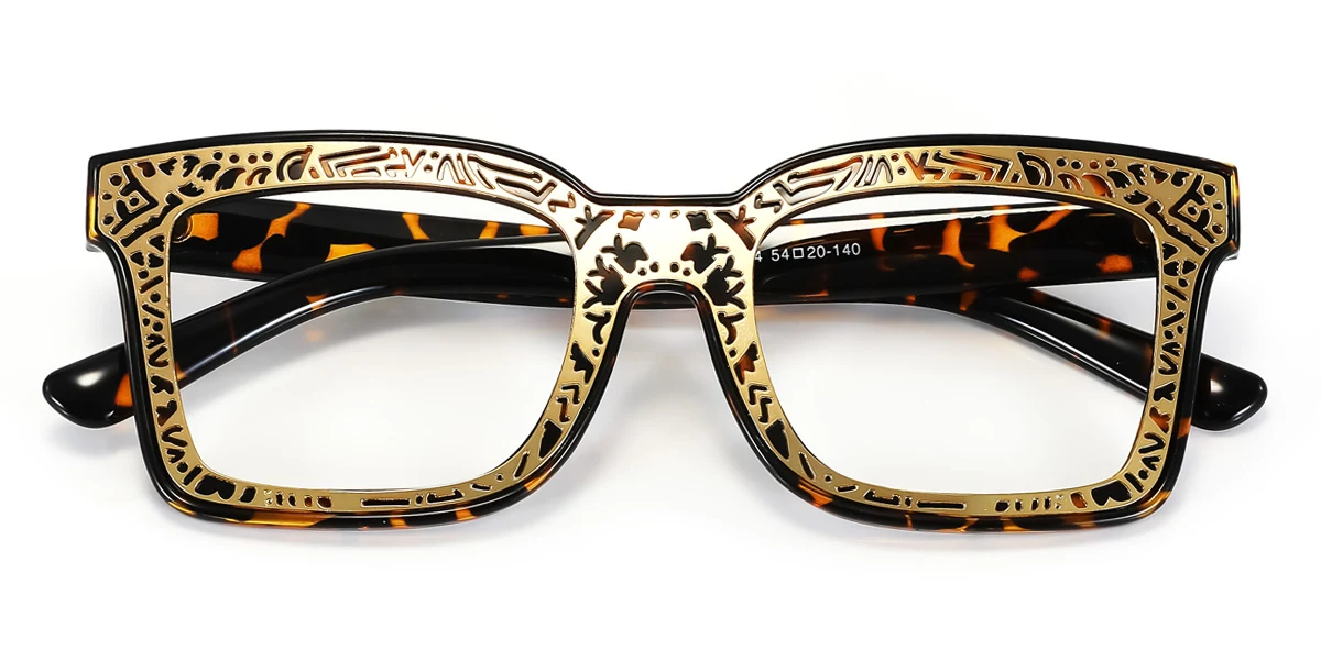 Tortoiseshell Rectangle Unique  Eyeglasses | WhereLight