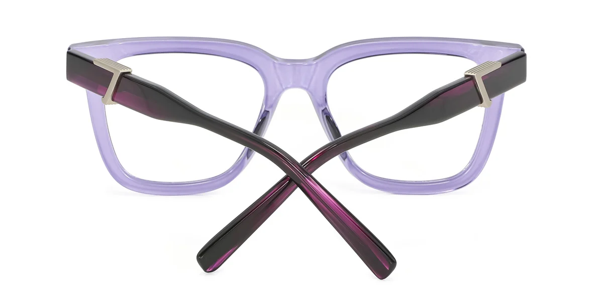 Purple Rectangle Unique Gorgeous Spring Hinges Eyeglasses | WhereLight