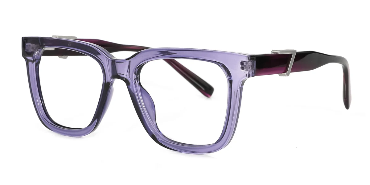 Purple Rectangle Unique Gorgeous Spring Hinges Eyeglasses | WhereLight