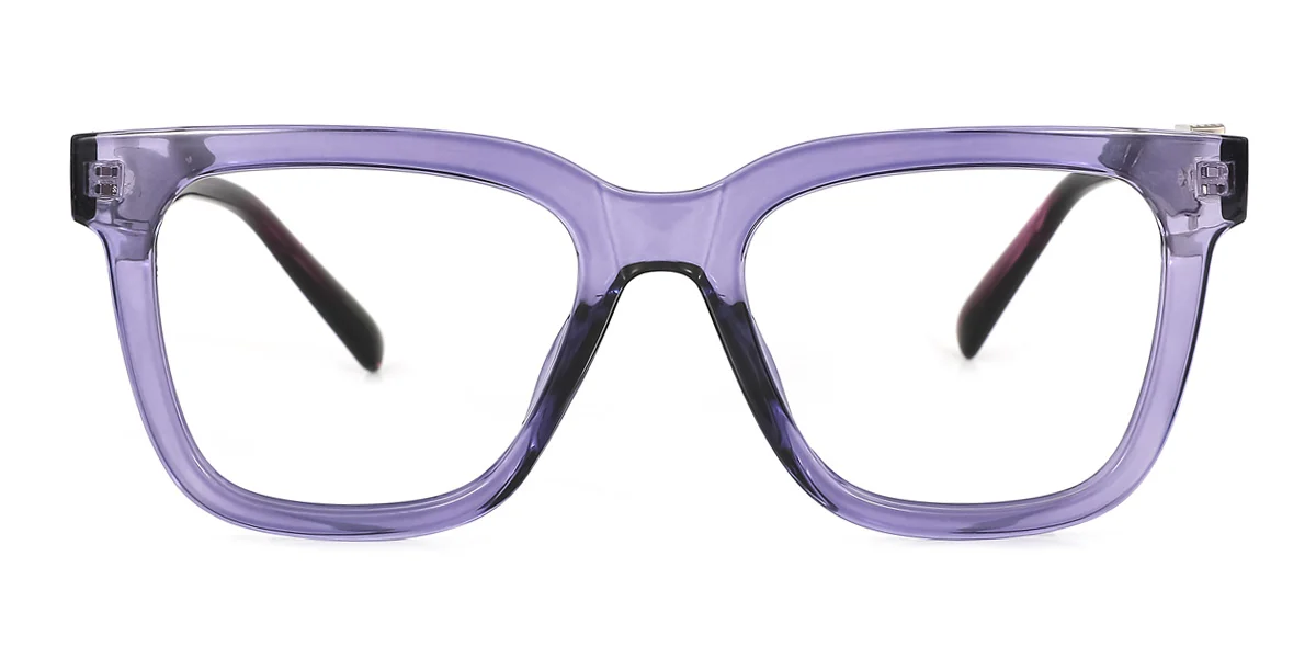 Purple Rectangle Unique Gorgeous Spring Hinges Eyeglasses | WhereLight