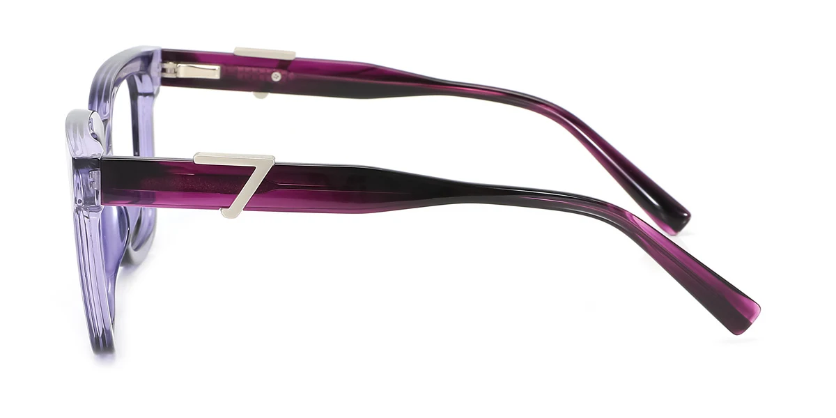 Purple Rectangle Unique Gorgeous Spring Hinges Eyeglasses | WhereLight