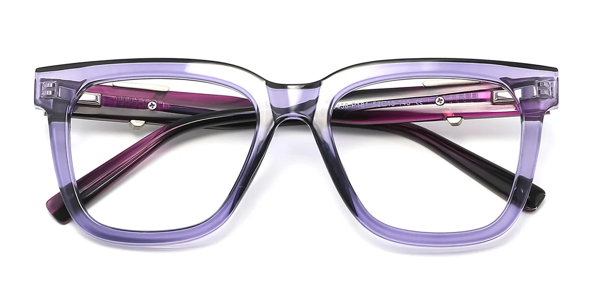 Purple Rectangle Unique Gorgeous Spring Hinges Eyeglasses | WhereLight