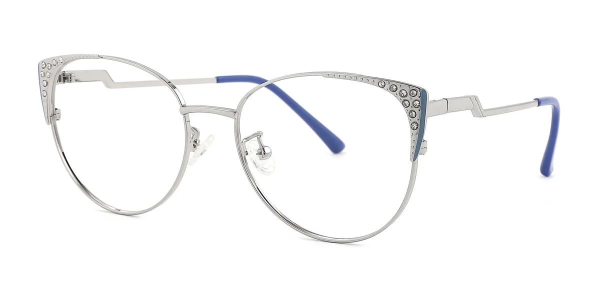 Blue Cateye Unique Gorgeous Rhinestone  Eyeglasses | WhereLight