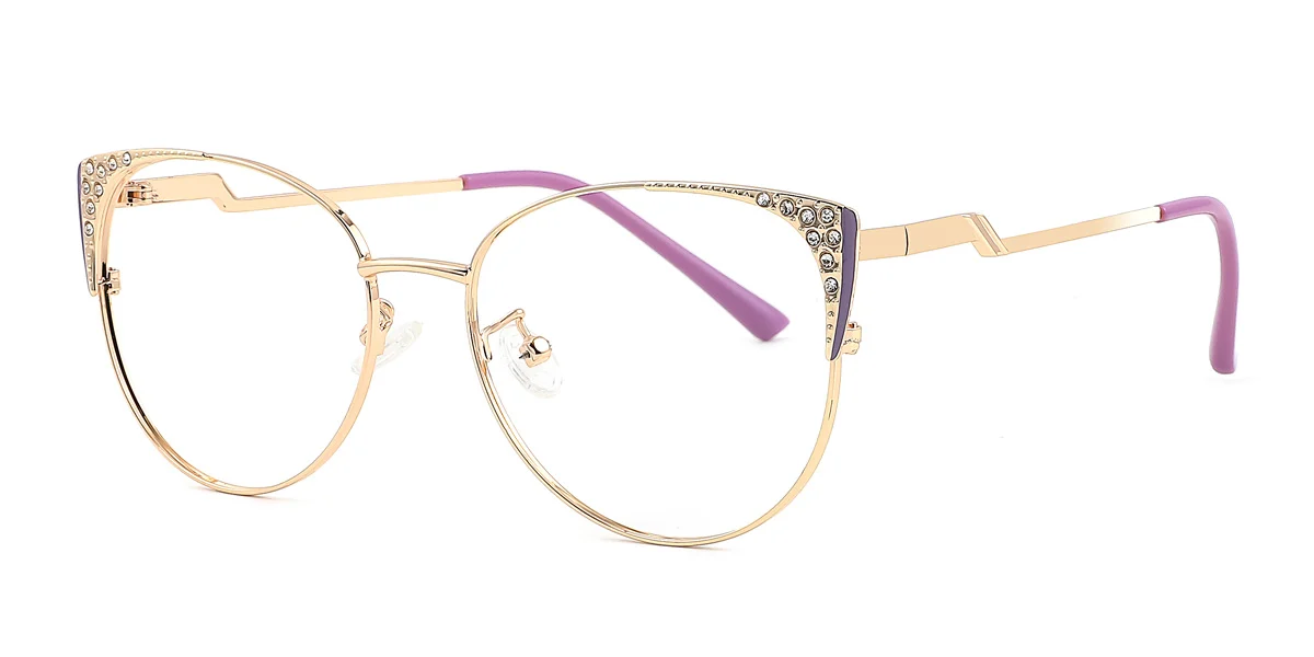 Purple Cateye Unique Gorgeous Rhinestone  Eyeglasses | WhereLight