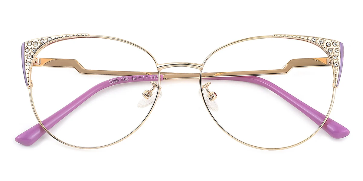 Purple Cateye Unique Gorgeous Rhinestone  Eyeglasses | WhereLight