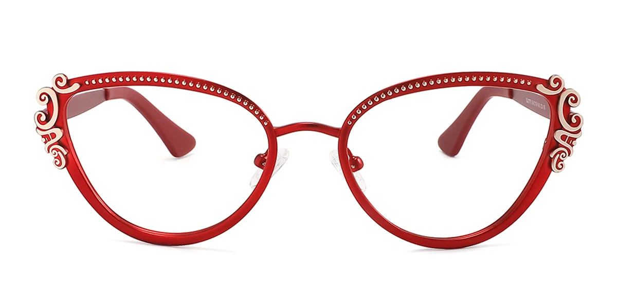 Red Cateye Unique Custom Engraving Eyeglasses | WhereLight