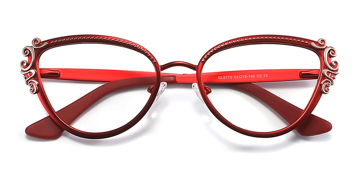 Red Cateye Unique Custom Engraving Eyeglasses | WhereLight