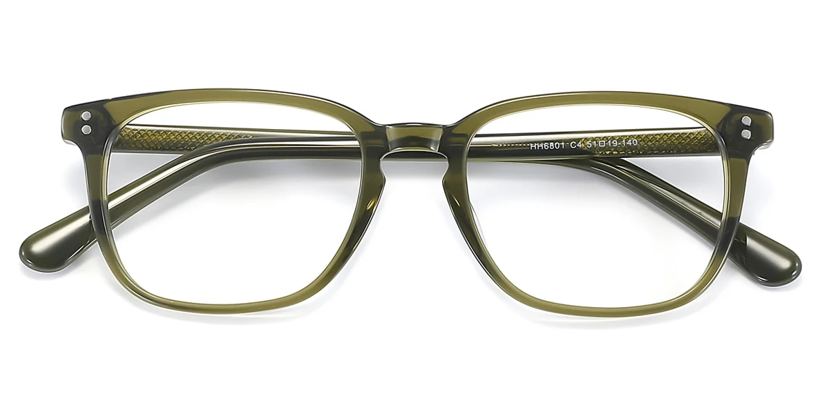 Green Rectangle Classic  Eyeglasses | WhereLight