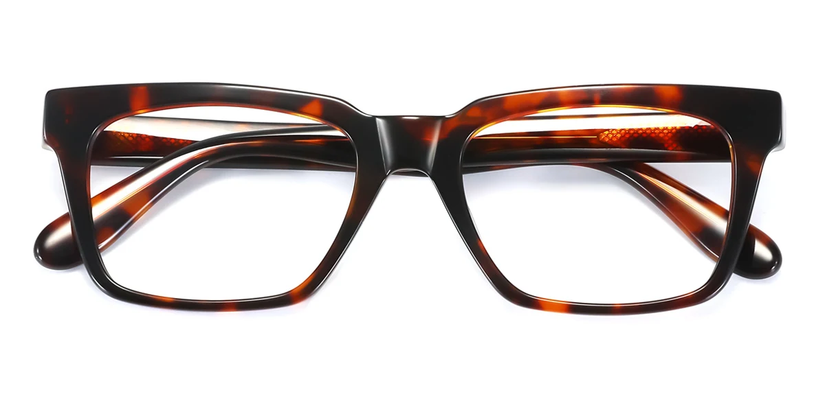 Tortoiseshell Rectangle Classic  Eyeglasses | WhereLight