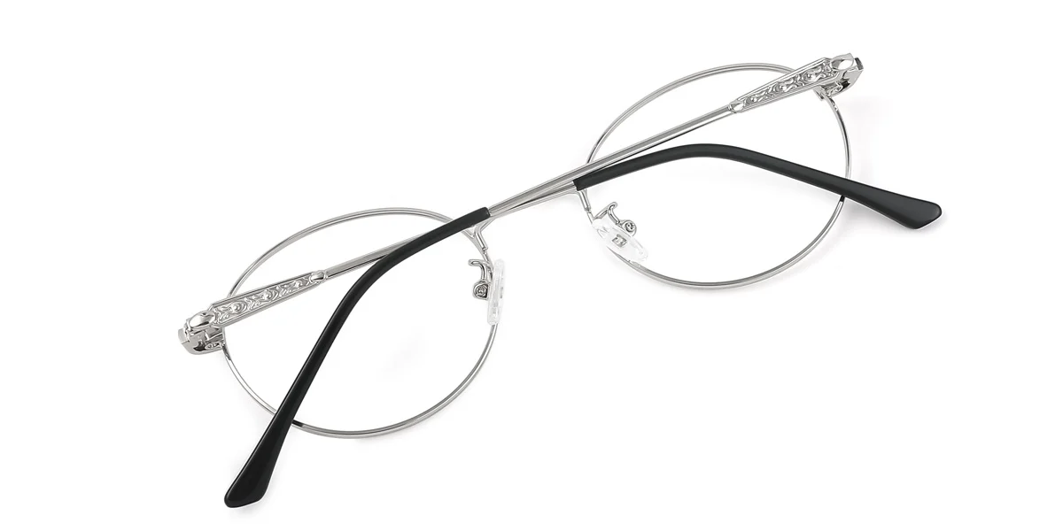 Silver Oval Unique Gorgeous Spring Hinges Eyeglasses | WhereLight