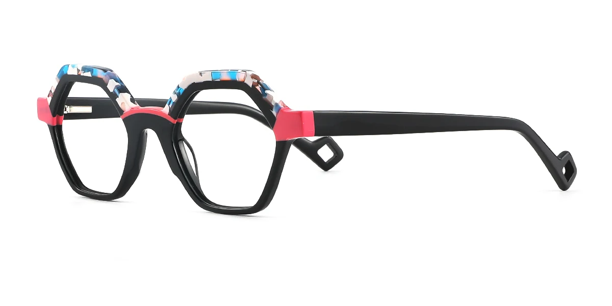 Black Geometric Gorgeous Spring Hinges Eyeglasses | WhereLight