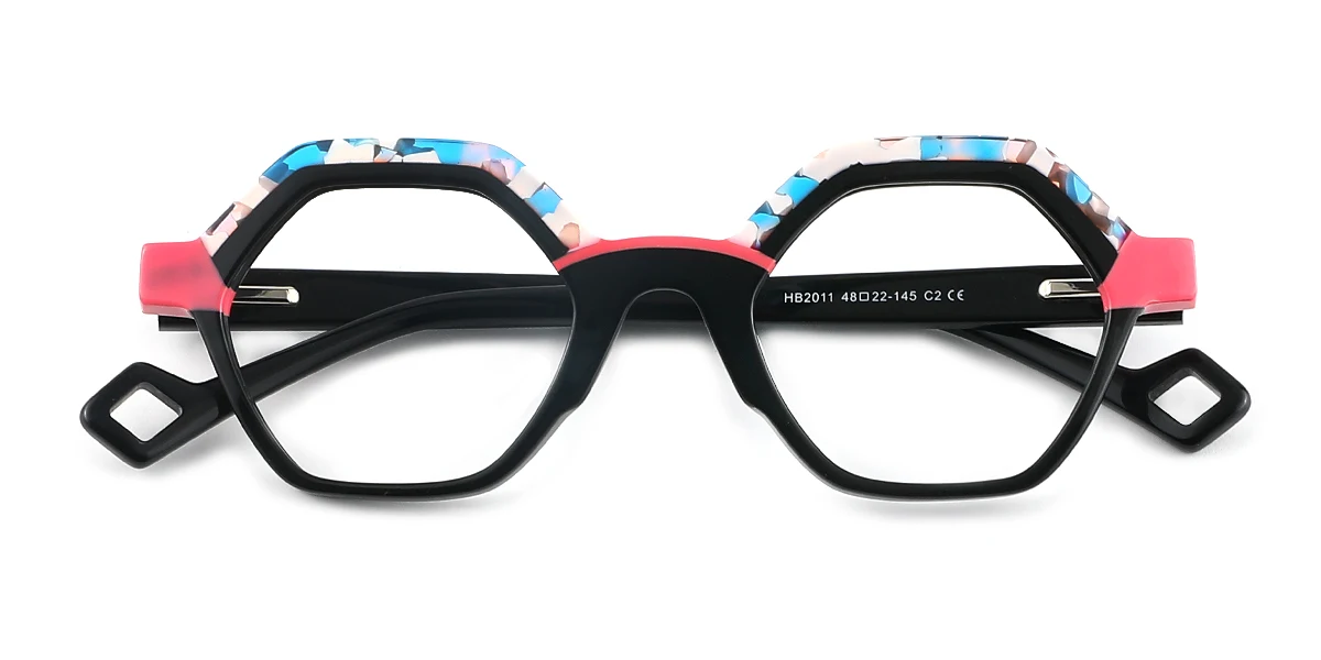 Black Geometric Gorgeous Spring Hinges Eyeglasses | WhereLight