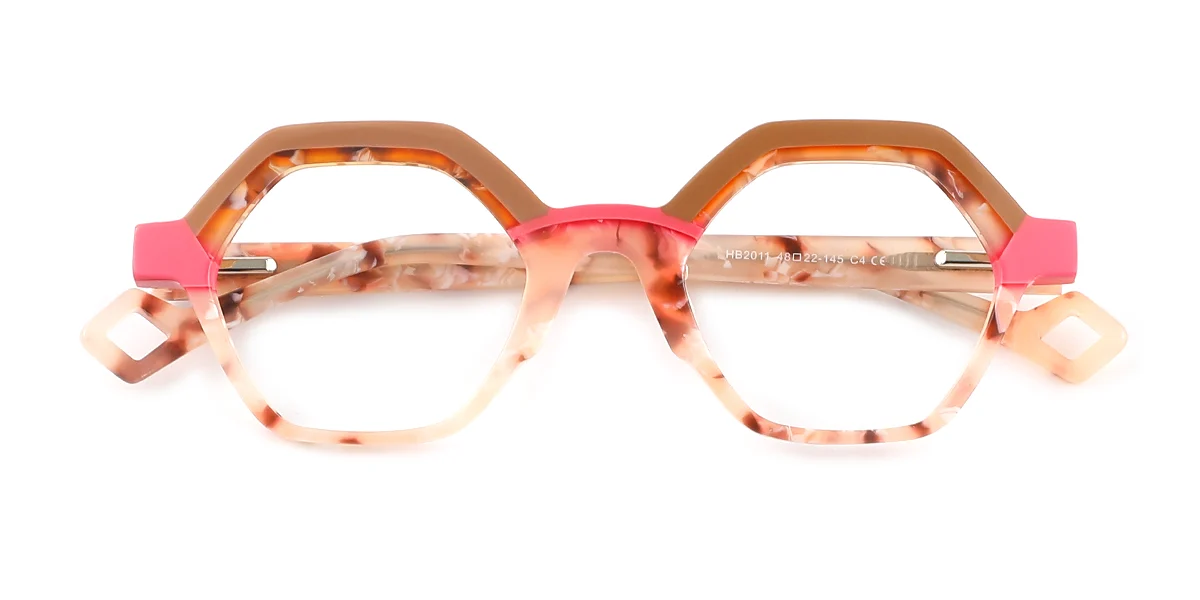 Pink Geometric Gorgeous Spring Hinges Eyeglasses | WhereLight