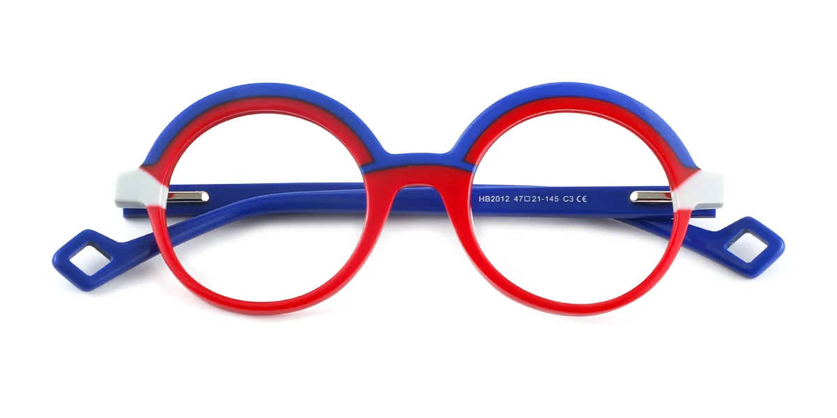 Blue Round Gorgeous Floral Acetate  Eyeglasses | WhereLight