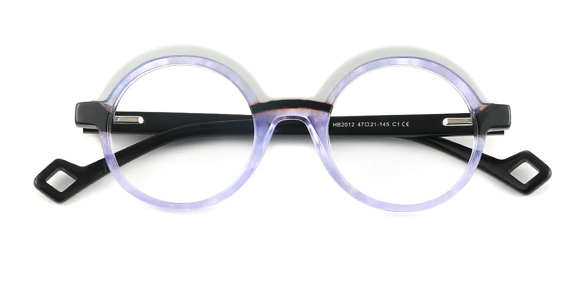 Purple Round Gorgeous Floral Acetate  Eyeglasses | WhereLight