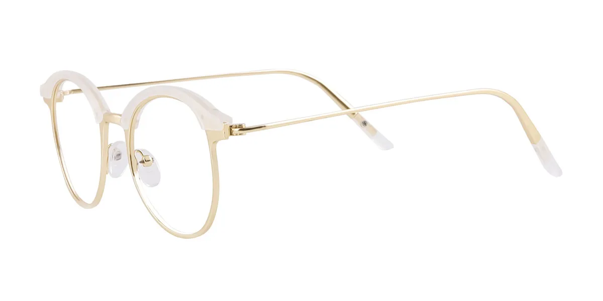 White Round Simple  Eyeglasses | WhereLight