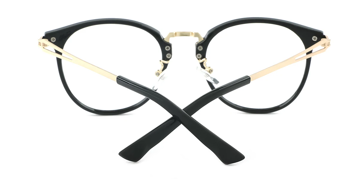 Black Round Simple Super Light Custom Engraving Eyeglasses | WhereLight