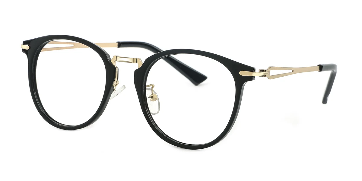 Black Round Simple Super Light Custom Engraving Eyeglasses | WhereLight