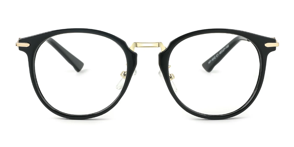 Black Round Simple Super Light Custom Engraving Eyeglasses | WhereLight