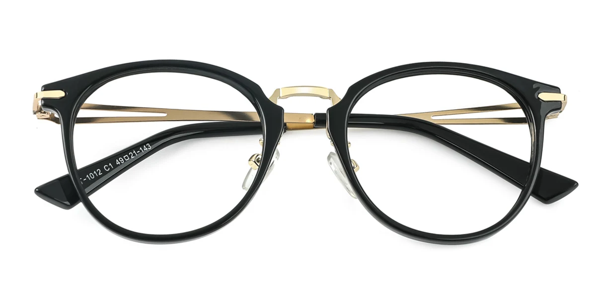 Black Round Simple Super Light Custom Engraving Eyeglasses | WhereLight